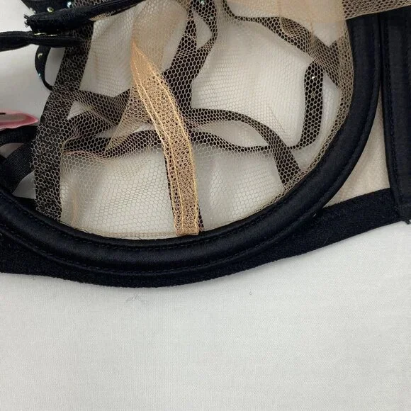 Agent Provocateur Rubi Black Silver Nude Bra 34B New